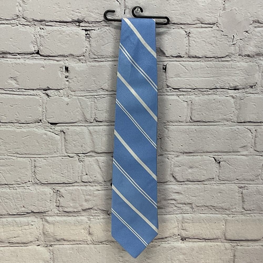 Brooks Brothers Makers & Merchants Tie Carolina Blue White Striped Silk Business